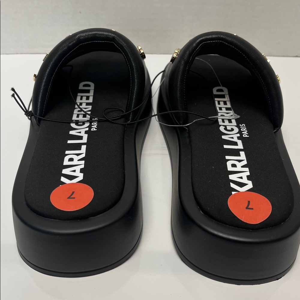 Karl Lagerfeld Black Sandals with Gold Accents - Picture 4 of 4